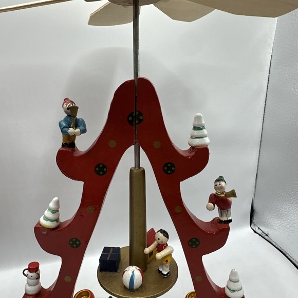 Santa's  Workbench Wood Windmill Christmas Nativity Pyramid 3 Tier Carousel - Picture 4 of 16